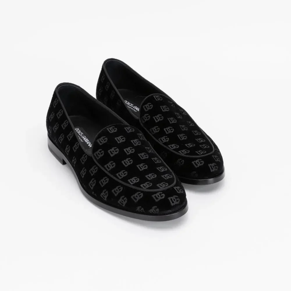 Dolce & Gabbana Men Monogram Smoking Slippers Black Size 8 (Store Display)